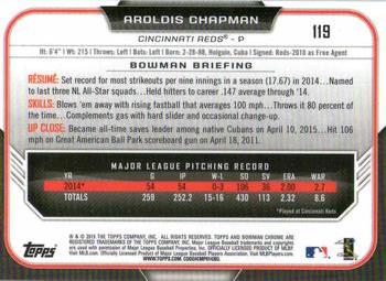 2015 Bowman Chrome #119 Aroldis Chapman Back