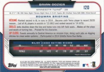 2015 Bowman Chrome #120 Brian Dozier Back