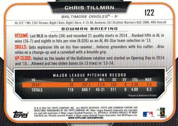 2015 Bowman Chrome #122 Chris Tillman Back