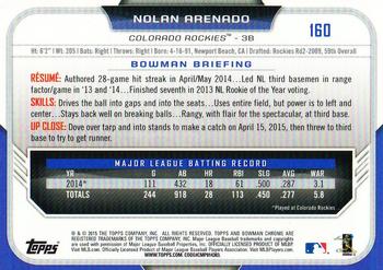 2015 Bowman Chrome #160 Nolan Arenado Back