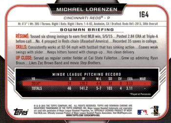 2015 Bowman Chrome #164 Michael Lorenzen Back