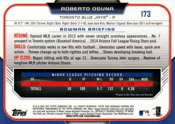 2015 Bowman Chrome #173 Roberto Osuna Back