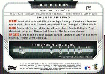 2015 Bowman Chrome #175 Carlos Rodon Back