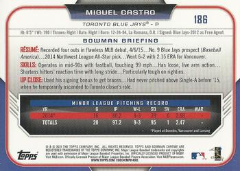 2015 Bowman Chrome #186 Miguel Castro Back