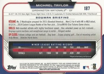 2015 Bowman Chrome #187 Michael Taylor Back