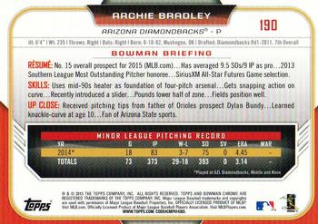 2015 Bowman Chrome #190 Archie Bradley Back