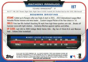 2015 Bowman Chrome #197 Anthony Ranaudo Back