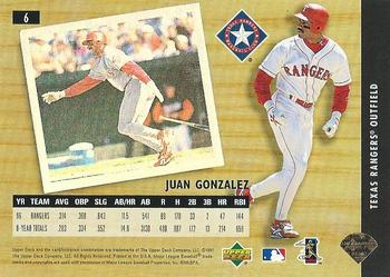 1997 Upper Deck UD3 #6 Juan Gonzalez Back