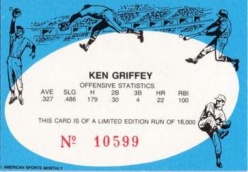 1992 American Sports Monthly (unlicensed) #NNO Ken Griffey Back