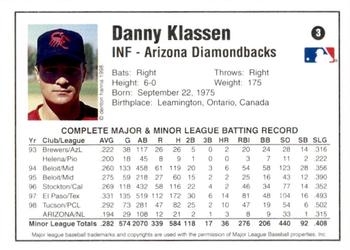 1998 Arizona Fall League Prospects - Gold #3 Danny Klassen Back