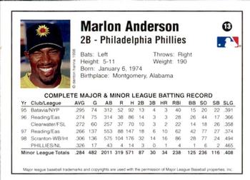 1998 Arizona Fall League Prospects - Gold #13 Marlon Anderson Back