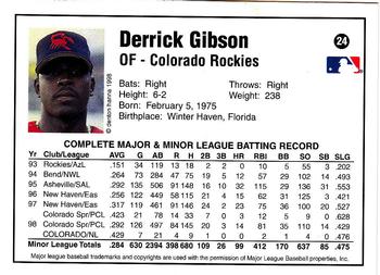 1998 Arizona Fall League Prospects - Gold #24 Derrick Gibson Back