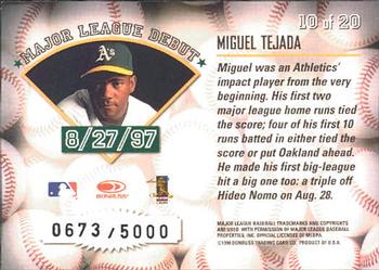 1998 Leaf Rookies & Stars - Freshman Orientation #10 Miguel Tejada Back