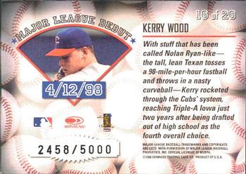 1998 Leaf Rookies & Stars - Freshman Orientation #16 Kerry Wood Back