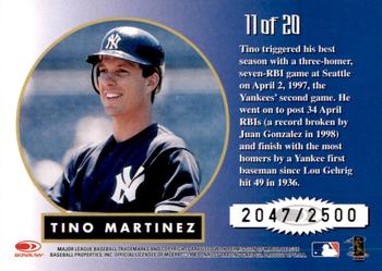 1998 Leaf Rookies & Stars - Greatest Hits #11 Tino Martinez Back