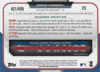 2015 Bowman - Silver #28 Craig Kimbrel Back