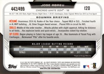 2015 Bowman - Silver #120 Jose Abreu Back