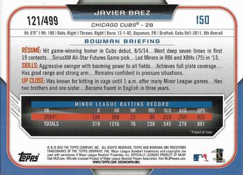 2015 Bowman - Silver #150 Javier Baez Back