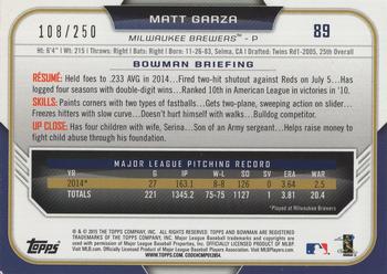 2015 Bowman - Purple #89 Matt Garza Back