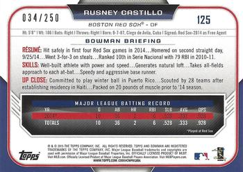 2015 Bowman - Purple #125 Rusney Castillo Back