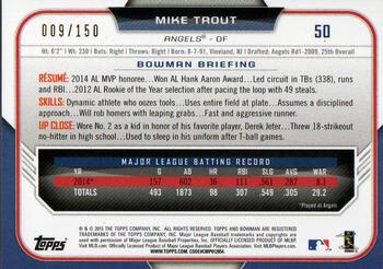 2015 Bowman - Blue #50 Mike Trout Back