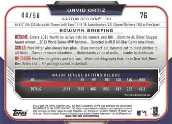 2015 Bowman - Gold #76 David Ortiz Back