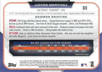 2015 Bowman - Silver Ice #69 Victor Martinez Back
