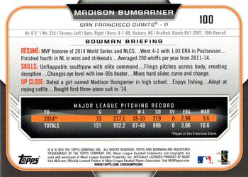 2015 Bowman - Silver Ice #100 Madison Bumgarner Back