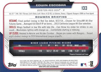 2015 Bowman - Silver Ice #133 Edwin Escobar Back