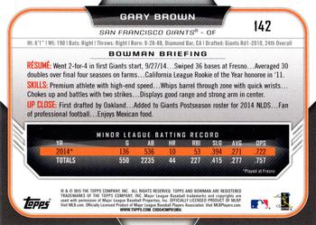2015 Bowman - Silver Ice #142 Gary Brown Back