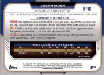 2015 Bowman - Prospects #BP10 Logan Moon Back
