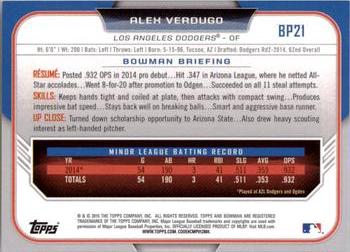 2015 Bowman - Prospects #BP21 Alex Verdugo Back