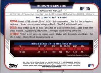 2015 Bowman - Prospects #BP105 Aaron Slegers Back