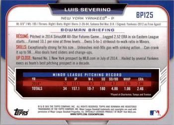 2015 Bowman - Prospects #BP125 Luis Severino Back