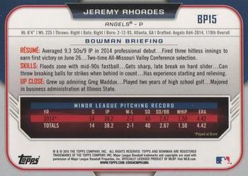2015 Bowman - Prospects #BP15 Jeremy Rhoades Back