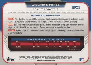 2015 Bowman - Prospects #BP22 Williams Perez Back