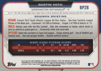 2015 Bowman - Prospects #BP28 Austin Voth Back