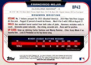 2015 Bowman - Prospects #BP43 Francisco Mejia Back