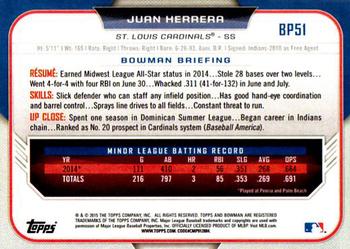 2015 Bowman - Prospects #BP51 Juan Herrera Back