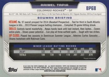 2015 Bowman - Prospects #BP68 Raimel Tapia Back