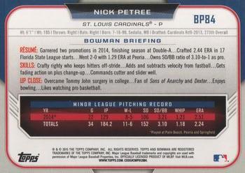 2015 Bowman - Prospects #BP84 Nick Petree Back