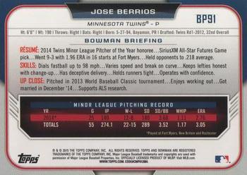 2015 Bowman - Prospects #BP91 Jose Berrios Back