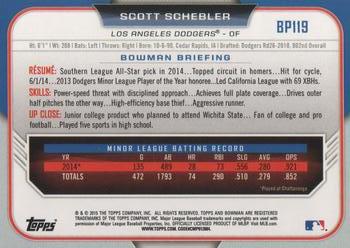 2015 Bowman - Prospects #BP119 Scott Schebler Back