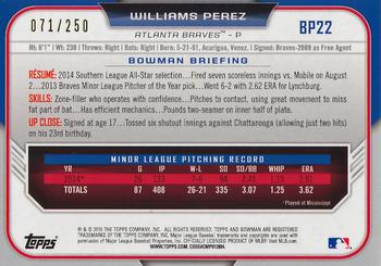 2015 Bowman - Prospects Purple #BP22 Williams Perez Back