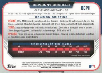 2015 Bowman - Chrome Prospects #BCP11 Giovanny Urshela Back