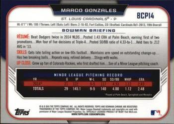 2015 Bowman - Chrome Prospects #BCP14 Marco Gonzales Back