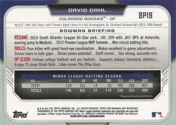 2015 Bowman - Chrome Prospects #BCP19 David Dahl Back