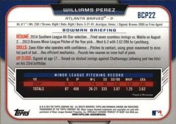 2015 Bowman - Chrome Prospects #BCP22 Williams Perez Back