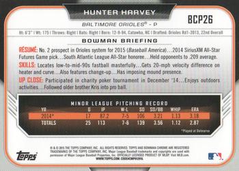 2015 Bowman - Chrome Prospects #BCP26 Hunter Harvey Back