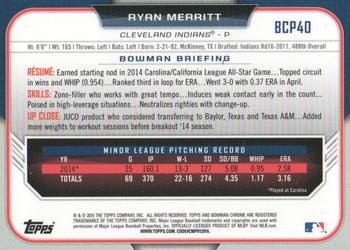 2015 Bowman - Chrome Prospects #BCP40 Ryan Merritt Back